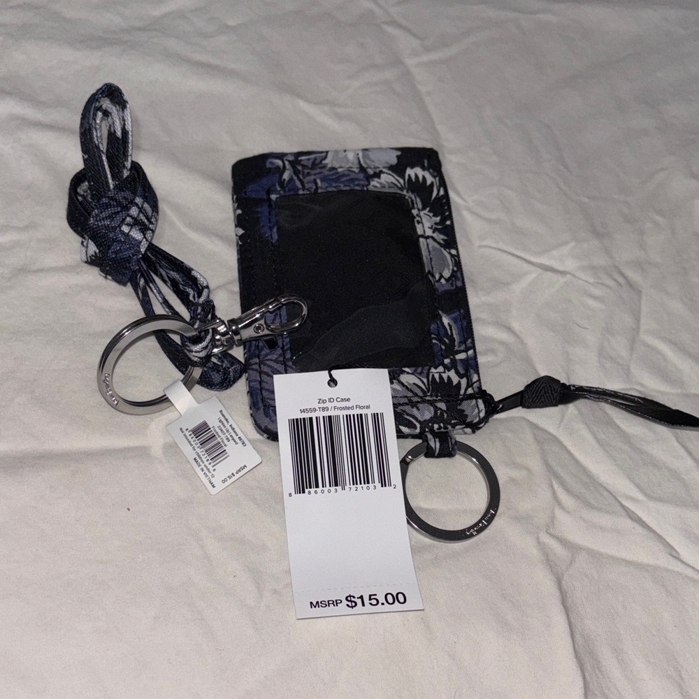 Vera Bradley Black and Blue Floral Keychain Wallet